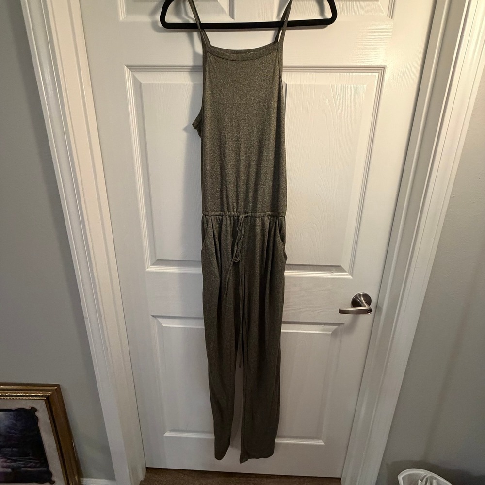 Earthbound Trading Co Jumpsuit Olive Green Medium Boho Minimalist Casual Lounge